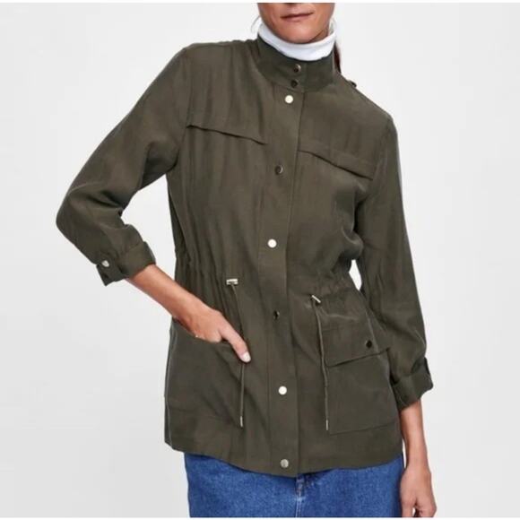 Zara Basic Green Utility Jacket XS - Picture 1 of 7
